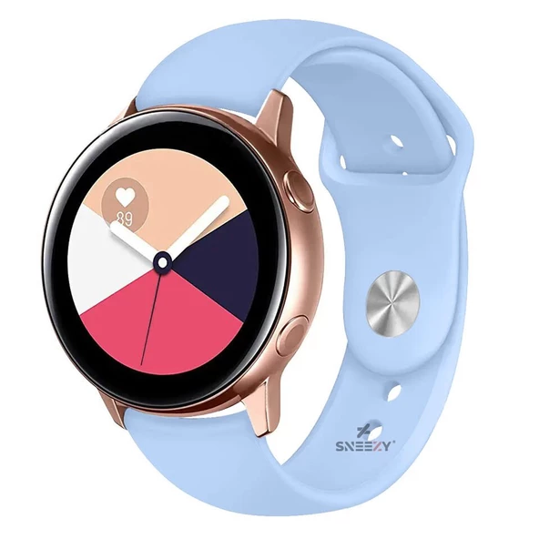 Samsung Galaxy Watch 46mm R800 – Watch 3 45mm R840 22mm Uyumlu PureLux Soft Silikon Kordon  Açık Mavi