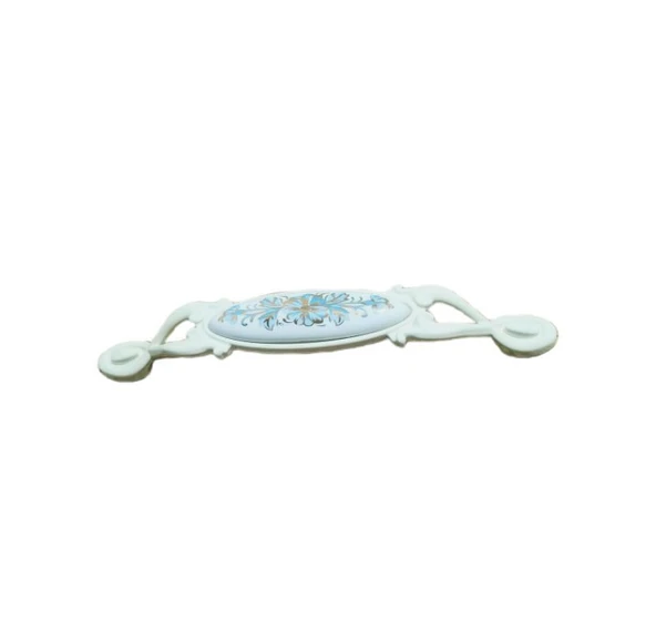Miray 96 mm Metal Krem Kasa Beyaz Mavi Çiçek Desenli  / 5 ADET - 2