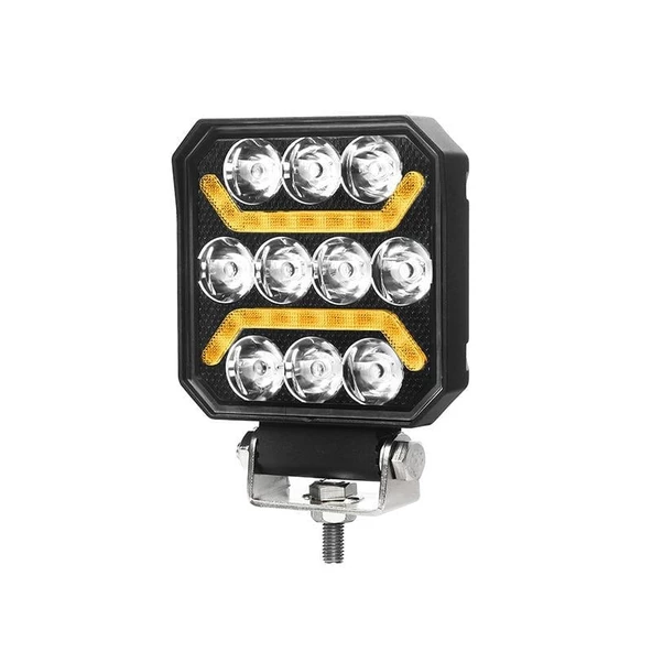 Oto Çalışma Lambası 4 inç 12-24V DRL Sarı 2 Mod Flash Traktör Tır Kamyon Tekne Projektör Sis Farı