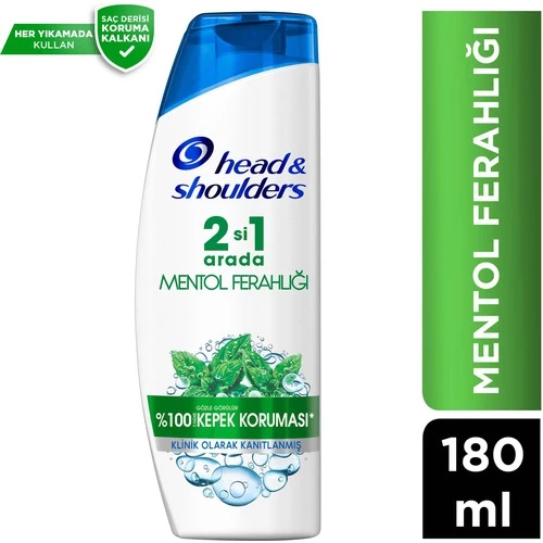 Head&Shoulders Mentol Ferahlığı 2'Si 1 Arada Kepeğe Karşı Etkili Şampuan 180 Ml