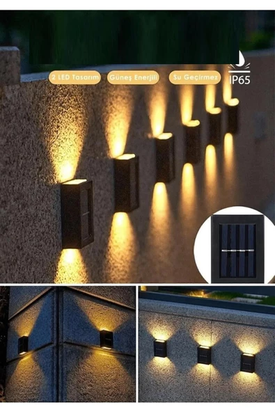 Periboia 1 Adet Solar Çift Taraflı Duvar Lambası Güneş Enerjili Aydınlatma Dekorasyon Aplik Işık - 2