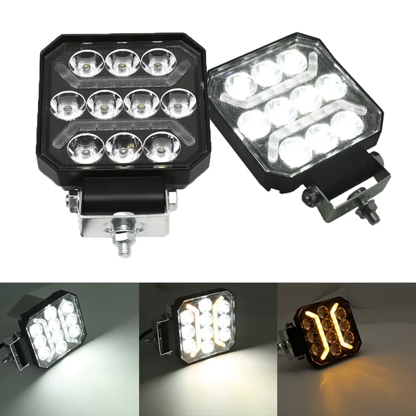 Oto Çalışma Lambası 4 inç 12-24V DRL Sarı 2 Mod Flash Traktör Tır Kamyon Tekne Projektör Sis Farı - 2