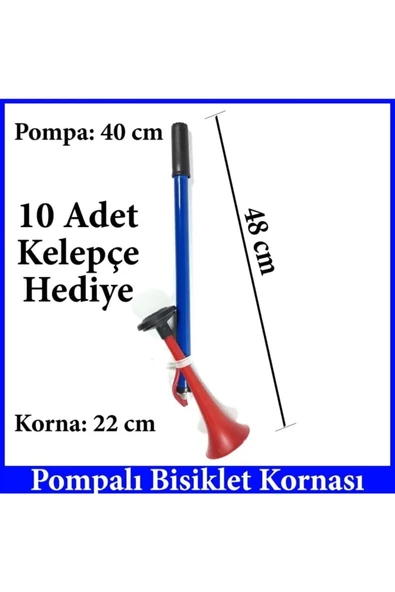 Yüksek Desibelli Havalı Pompa Bisiklet Kornası Havalı Kamyon Kornası (Mavi-Kırmızı) - 2