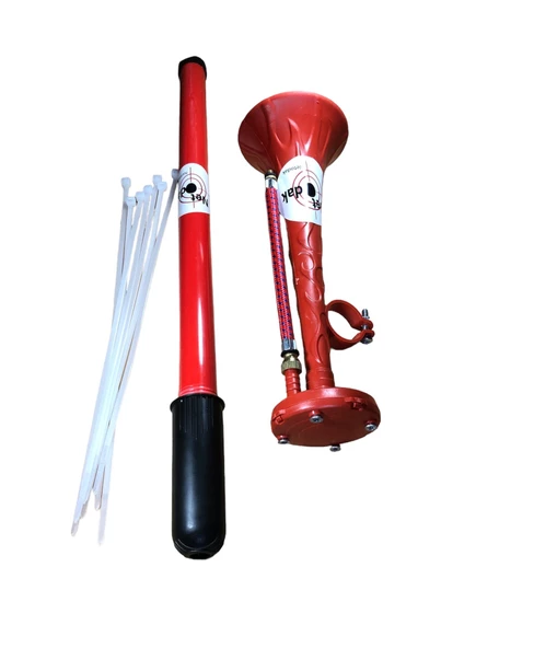 Yüksek Desibelli Havalı Pompa Bisiklet Kornası Havalı Kamyon Kornası (Kırmızı-Kırmızı) - 2