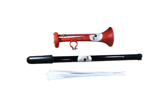 Yüksek Desibelli Havalı Pompa Bisiklet Kornası Havalı Kamyon Kornası (Siyah-Kırmızı) - 4