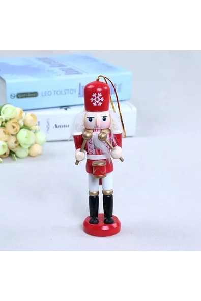 Nutcracker Fındıkkıran Yılbaşı Süsü 12cm Kurşunasker - Kırmızı