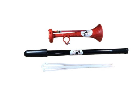 Yüksek Desibelli Havalı Pompa Bisiklet Kornası Havalı Kamyon Kornası (Siyah-Kırmızı) - 3