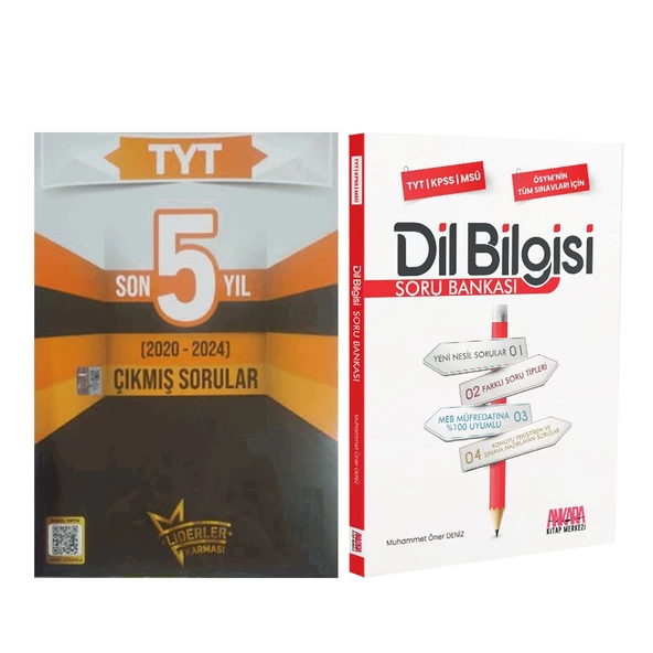 Liderler Karması TYT Son 5 Yıl Çıkmış Sorular ve AKM Dil Bilgisi Soru Bankası Seti 2 Kitap