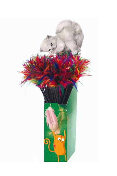 Zilli Tüylü Esnek Kedi Oltası - 50 cm - 3