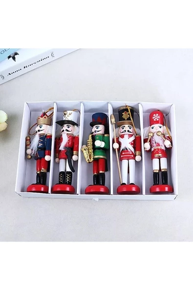 Nutcracker Fındıkkıran Yılbaşı Süsü 12cm Kurşunasker - 5'Li Set - 7
