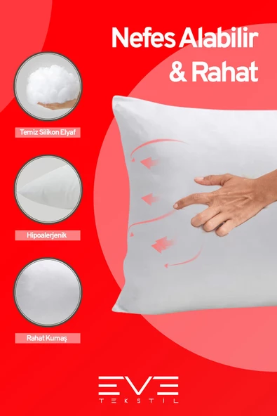 4 Adet Micro Silikon Elyaf Nonwoven Yıkanabilir Antialerjik Ev Ve Hotel Yastık 50x70cm 700 gr - 4