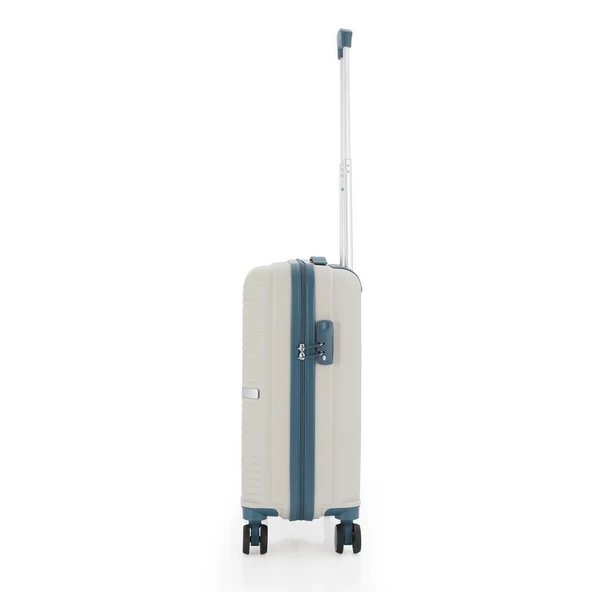MÇS 3lü Set Kırılmaz Silikon Seyahat Valizi Bavulu V374 Kemik/Sky Blue - 7