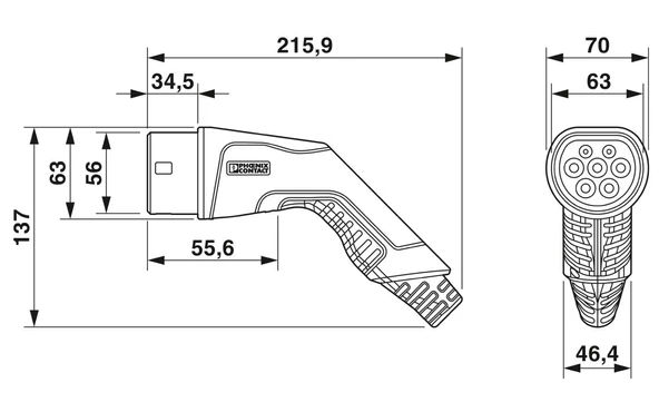 Phoenix Contact EV-T2G3PC-3AC32A 1628011 AC Şarj Kablosu 7,5M - 4