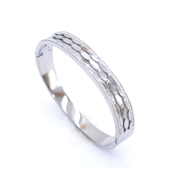 BZ 316L Çelik Zirkon Taşlı Kalın  Kadın Spor Kelepçe BLZ-340