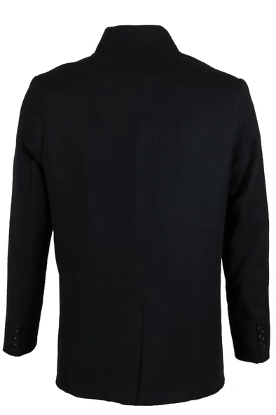 Erkek Hakim Yaka Reguler Fit Siyah Kaşe Kaban RAR01269 - 7