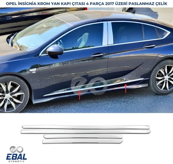 Opel Insignia Uyumlu Krom Yan Kapı Çıtası 4 Prç. 2017 Ve Üzeri Paslanmaz Çelik - 1