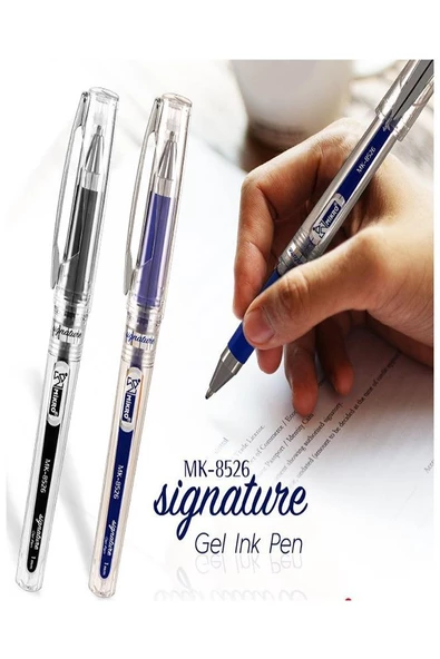 Mavi İmza Kalemi 1.0mm 3 Adet Mikro İmza Kalemi Yeni Kasa Mk-8526 Kalın Uçlu Pilot Kalemi Mavi Mürekkepli Okul Ofis Büro - 3