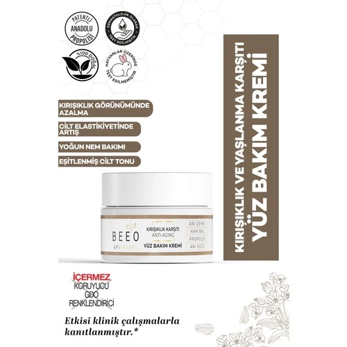 Bee'O Apibeauty Arı Zehirli Propolisli Arı Sütlü Anti-Aging Yüz Bakım Kremi 50 Ml