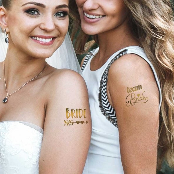 Team Bride 20 Adet Tattoo Gold - Gelin Takımı Set Geçici Dövme