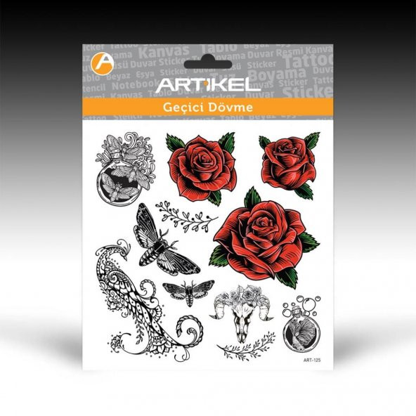 ART-125 Geçici Dövme,Geçici Tattoo 15,5x15,5 cm,Vücut Dövmesi,Kol Bilek Dövme,Boyun Dövme,Sırt Dövme - 2