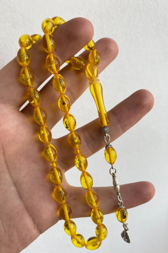 Çift Renkli Parlament Mavisi Sürmeli Kehribar Tesbih Metal Püsküllü Misbah Misbaha Rosary Zikr - 6