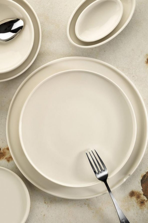 Kütahya Porselen Chef Taste Of 24 cm Çukur Tabak Krem 2 li - 3