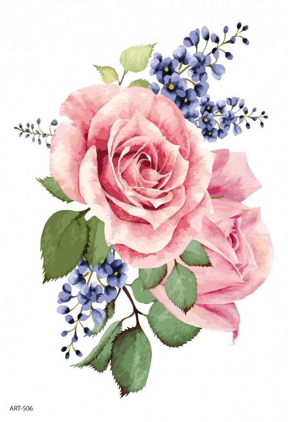 Pembe Gül Geçici Dövme,Geçici Tattoo ,Vücut Dövme,Kol Bilek Dövme,Boyun Dövme,Sırt Dövme - 2