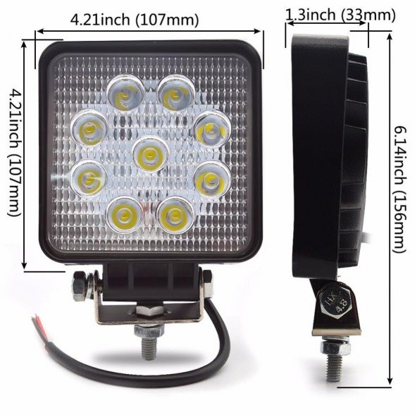 10 ADET 9 LED OFF ROAD ÇALIŞMA VE SİS LAMBASI 12 / 24 VOLT - 2