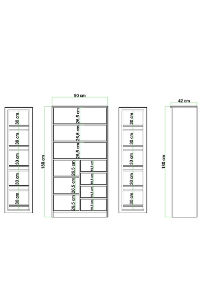 Evdemo Art 2 Kapaklı Erzak Kiler Mutfak Dolabı Atlantik Çam - 5