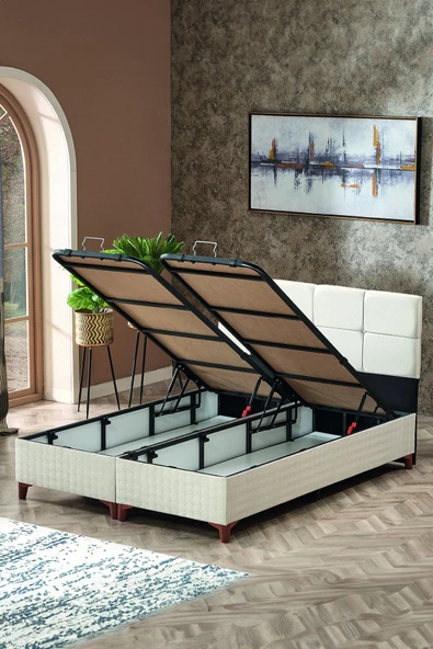 Evdemo Prestij Çift Kişilik Baza Başlık Takımı Krem 150x200 cm - 3