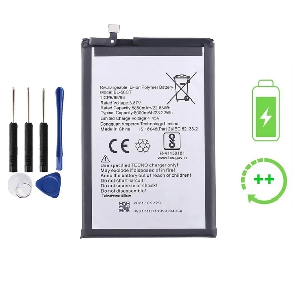 Tecno Spark 7T ile Uyumlu  Güclendirilmis İthal Pil Batarya BL-58CT ürün görseli 1