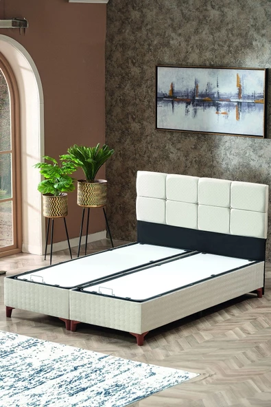 Evdemo Prestij Çift Kişilik Baza Başlık Takımı Krem 150x200 cm