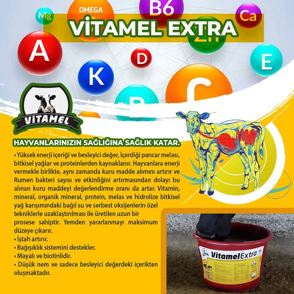 Vitamel Extra Yalama Kovası (Melas Bazlı-Bypass Yağlı) 25 kg Kova