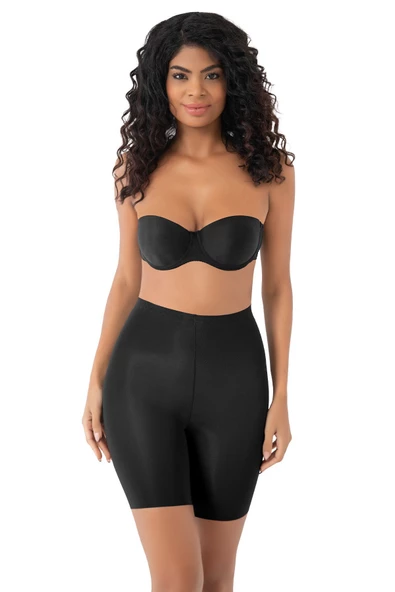 İz Yapmaz Toparlayıcı Lazer Kesim Basen Göbek Toparlayıcı Kadın Paçalı Korse Siyah - Resim 4