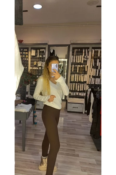 Sporcu Kahve Tayt - Resim 3