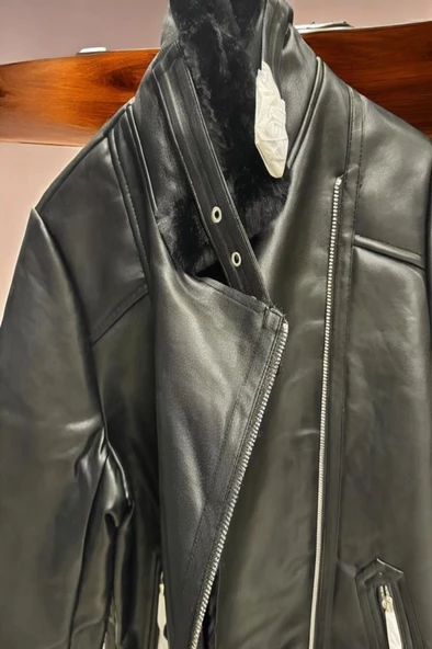Koton Kürklü Fermuarlı Cepli Biker Mont - 3
