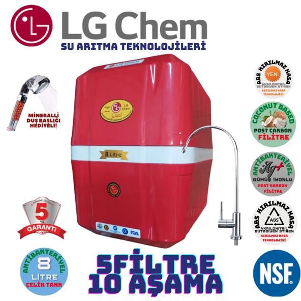 LG Chem COOL KIRMIZI BEYAZ 8 LİTRE 5 FİLTRE 10 AŞAMA SU ARITMA CİHAZI ürün görseli