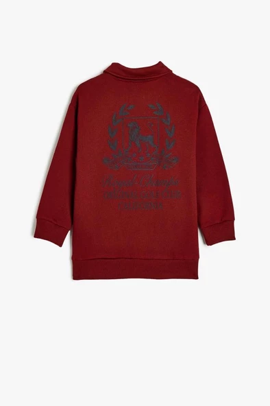 Koton Erkek Çocuk Oversize Polo Sweatshirt Uzun Kollu İşleme Detaylı Düğmeli - 2