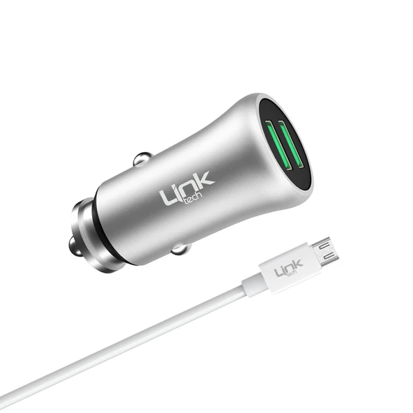 LinkTech M581 12W 2.4A Metal Araç Şarj Aleti ve Micro USB Kablo Set - 5