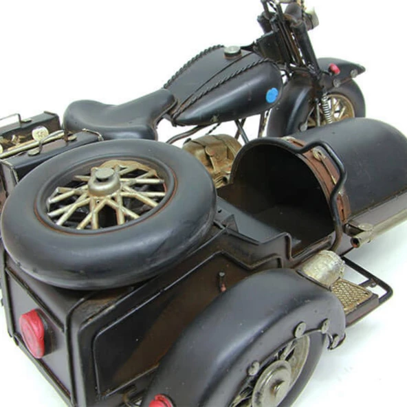 T.Concept Dekoratif Dayanıklı Metal Sepetli Motosiklet Siyah Renk C0782 - 5