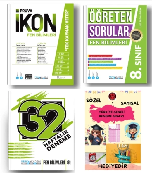 PRUVA AKADEMİ YAYINLARI 8.SINIF FEN BİLİMLERİ İKON SORU BANKASI+32 HAFTA FEN BİLİMLERİ DENEME+FEN BİLİMLERİ ÖĞRETEN SORU ürün görseli
