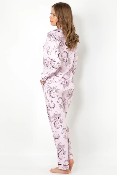 DoReMi Cherry Rot Uzun Kollu Bayan Pijama Takımı - 4