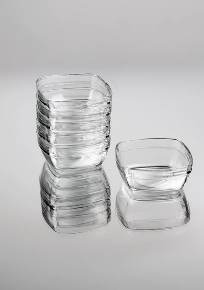 Glassco 6'lı Kare Sütlaç Kare Cam Kase Tatlı Puding Sütlaç Kasesi Cam Sunum - 2