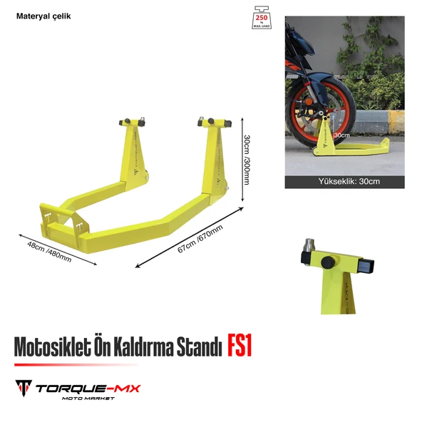 Torque-MX Motosiklet Ön Kaldırma Standı FS1 Sarı - 5
