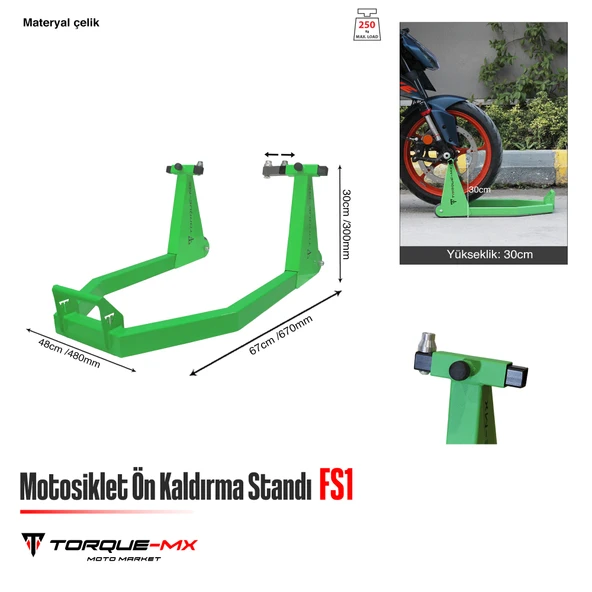 Torque-MX Motosiklet Ön Kaldırma Standı FS1 Yeşil - 5