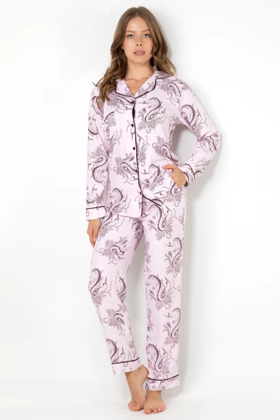 DoReMi Cherry Rot Uzun Kollu Bayan Pijama Takımı