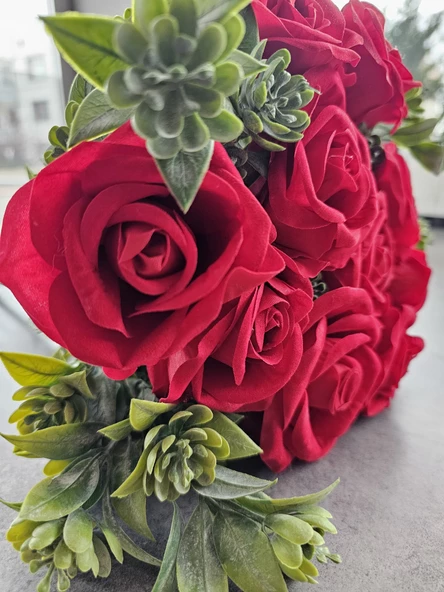 YASİMA 3 Aranjmanlı 10'lu Gül Buketi Özel Gün Vazo Süpriz Sevgililer Günü Yılbaşı Buketi - Resim 5