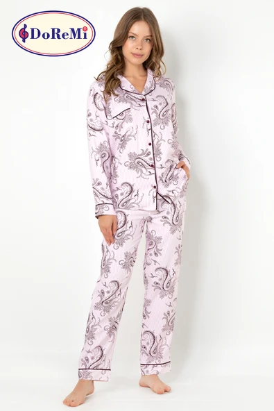 DoReMi Cherry Rot Uzun Kollu Bayan Pijama Takımı ürün görseli