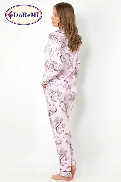 DoReMi Cherry Rot Uzun Kollu Bayan Pijama Takımı - Resim 10