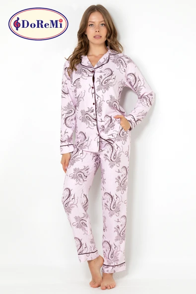 DoReMi Cherry Rot Uzun Kollu Bayan Pijama Takımı - Resim 8